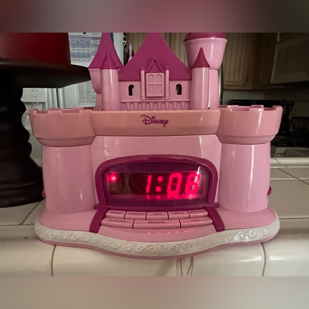Disney Pink Castle Alarm Clock with Stars Projector